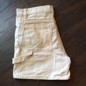 pale yellow denim shorts